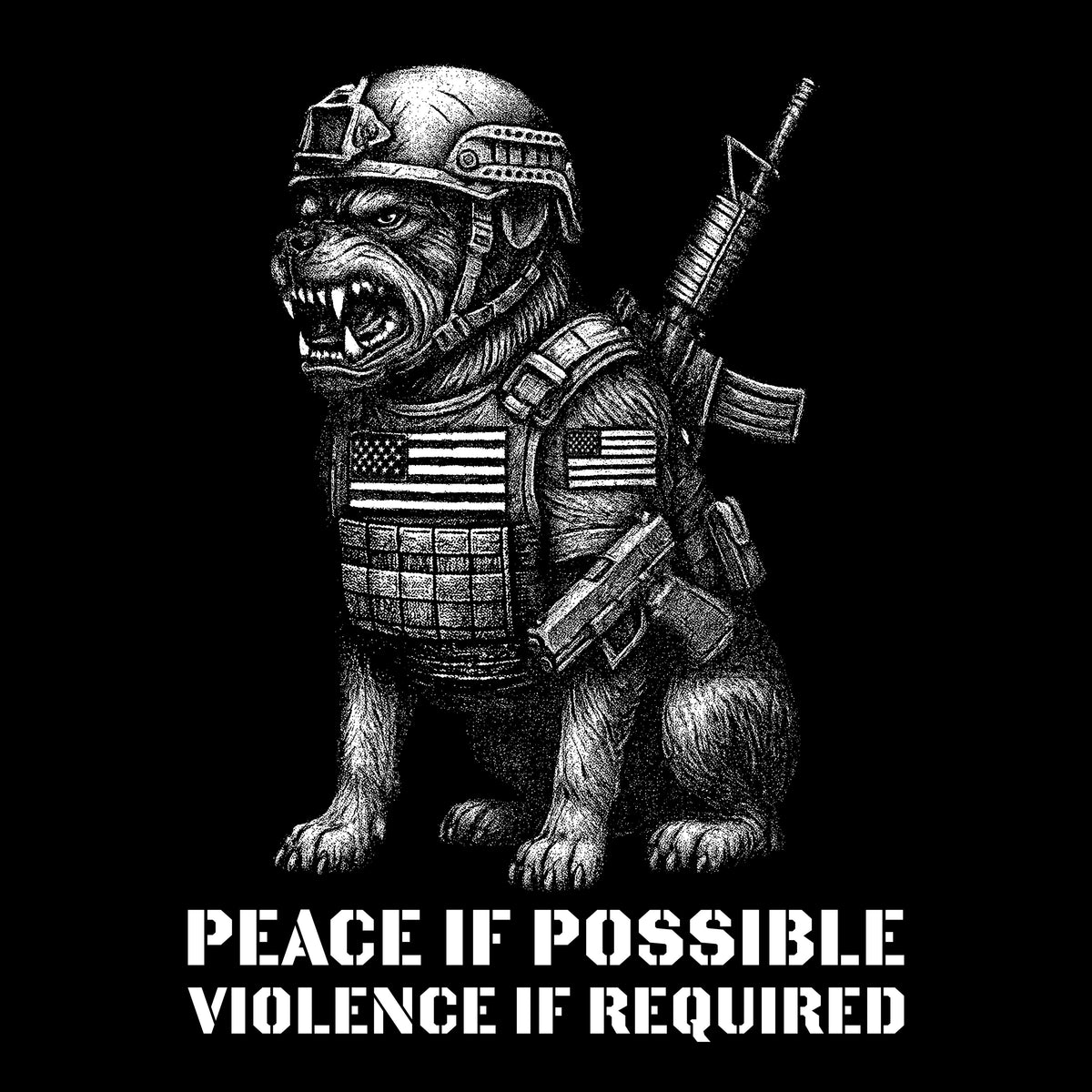 Hero Company Men's Violence If Required Black Tee - Helps Pair Veterans With A Service Dog or Shelter Dog