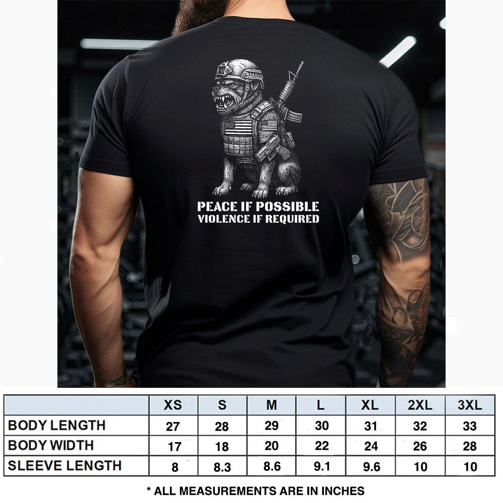 Hero Company Men's Violence If Required Black Tee - Helps Pair Veterans With A Service Dog or Shelter Dog