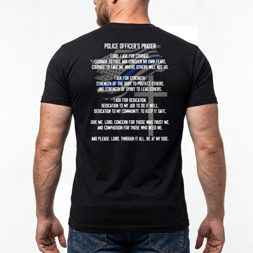 Back The Blue - Police Officer's Prayer Black Tee