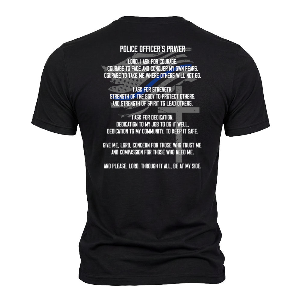 Back The Blue - Police Officer's Prayer Black Tee