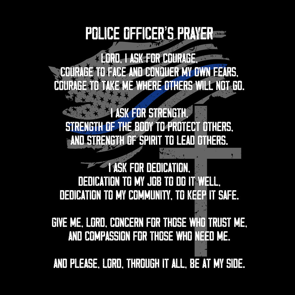 Back The Blue - Police Officer's Prayer Black Tee