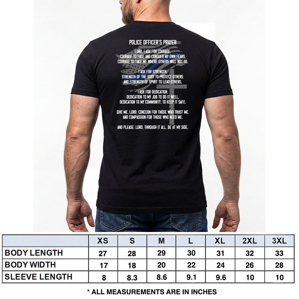 Back The Blue - Police Officer's Prayer Black Tee