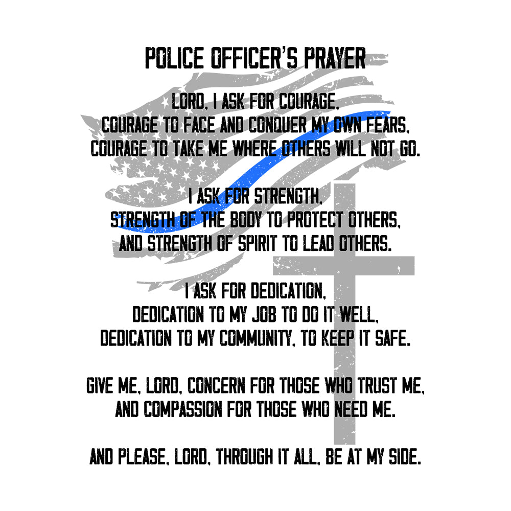 Back The Blue - Police Officer's Prayer White Tee
