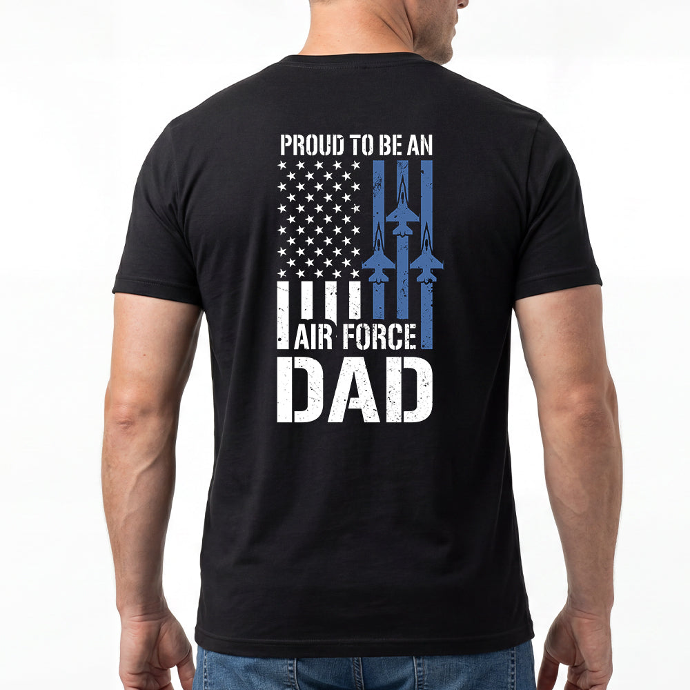 Hero Company Men's Proud To Be An Air Force Dad Black Tee - Helps Pair Veterans With A Service Dog or Shelter Dog