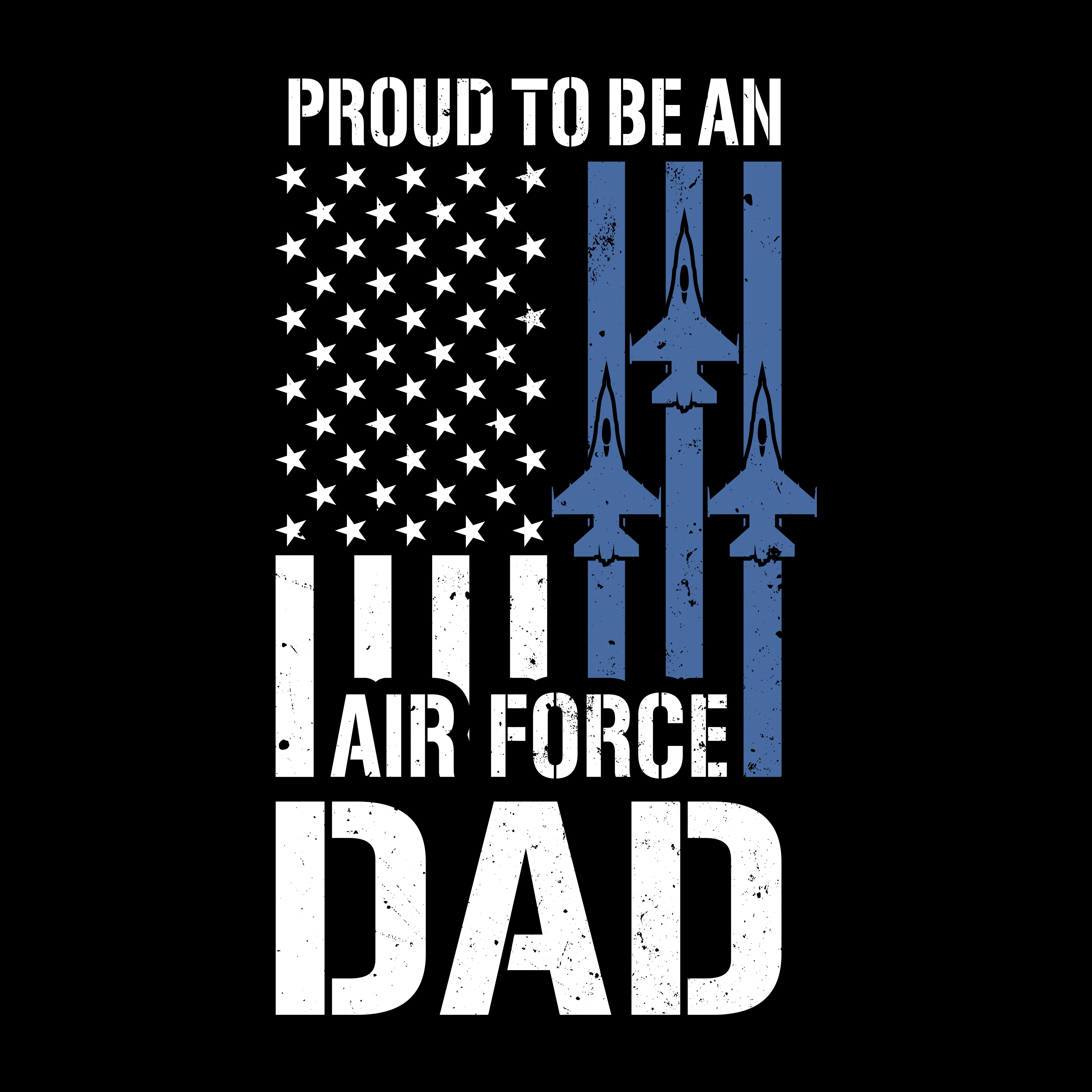 Hero Company Men's Proud To Be An Air Force Dad Black Tee - Helps Pair Veterans With A Service Dog or Shelter Dog