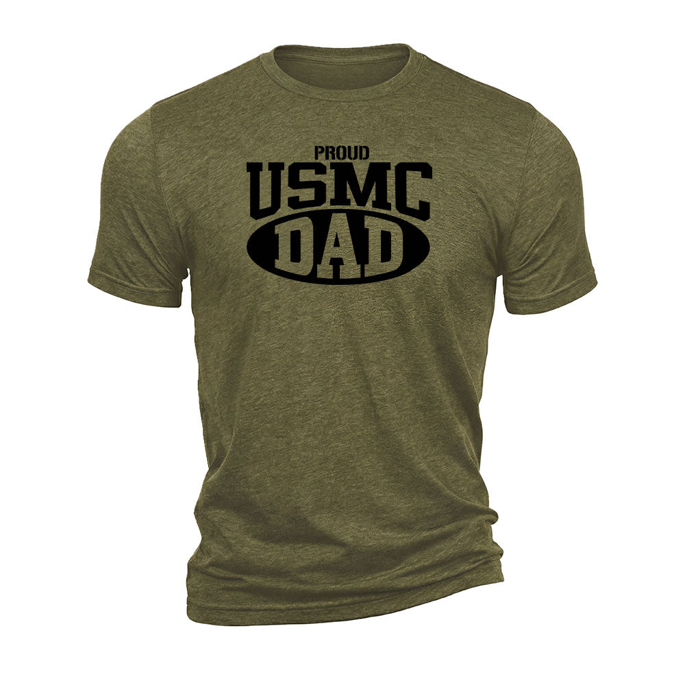 Proud USMC Dad Military Green Tee