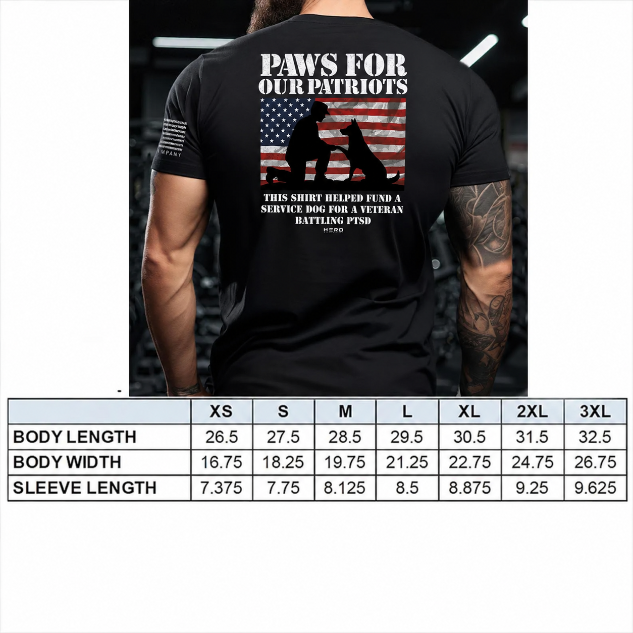 Paws For Our Patriots Black Tee