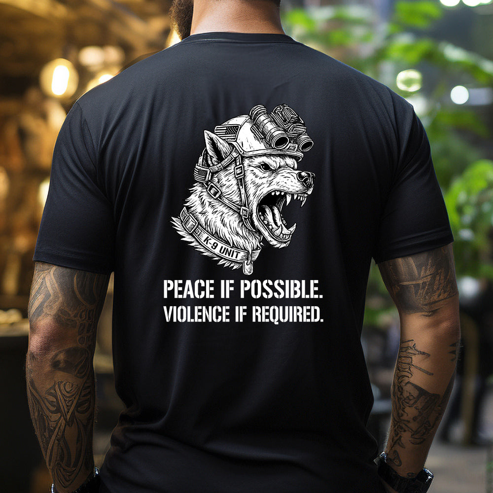 Hero Company Men's Peace If Possible Black Tee - Helps Pair Veterans With A Service Dog or Shelter Dog