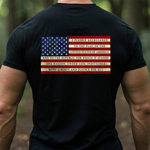 Hero Company Men's Pledge Of Allegiance Black Tee - Helps Pair Veterans With A Service Dog or Shelter Dog