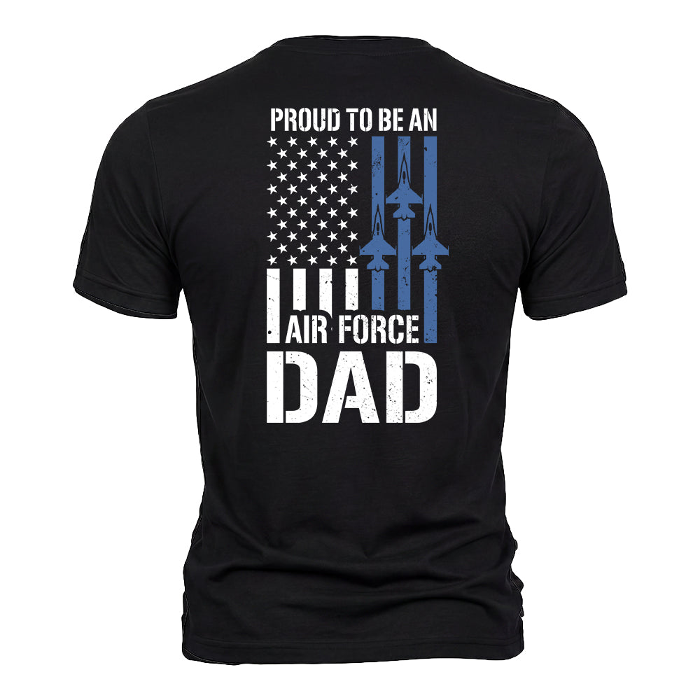 Hero Company Men's Proud To Be An Air Force Dad Black Tee - Helps Pair Veterans With A Service Dog or Shelter Dog