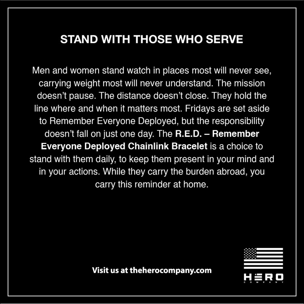R.E.D. Remember Everyone Deployed Silver Bracelet