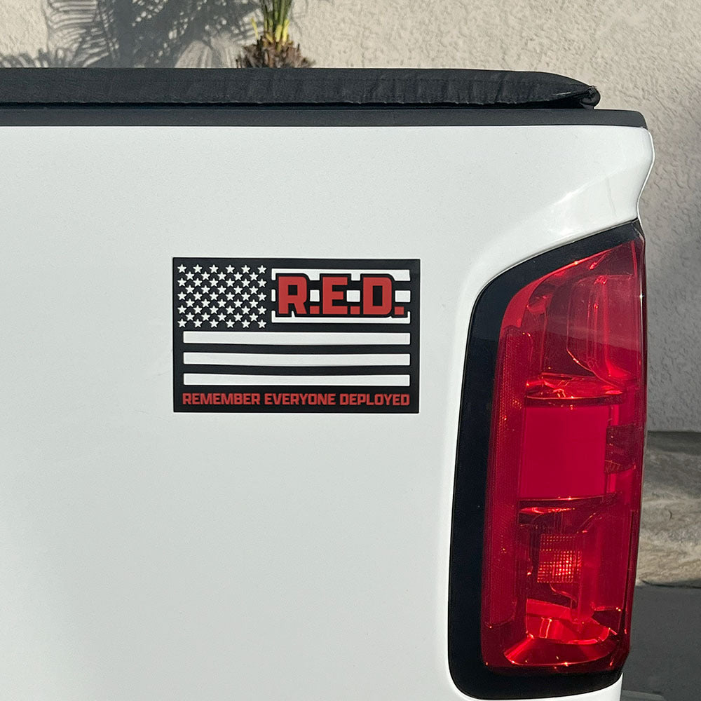 Remember Everyone Deployed Cut Out American Flag Car/ Truck Magnet- Black