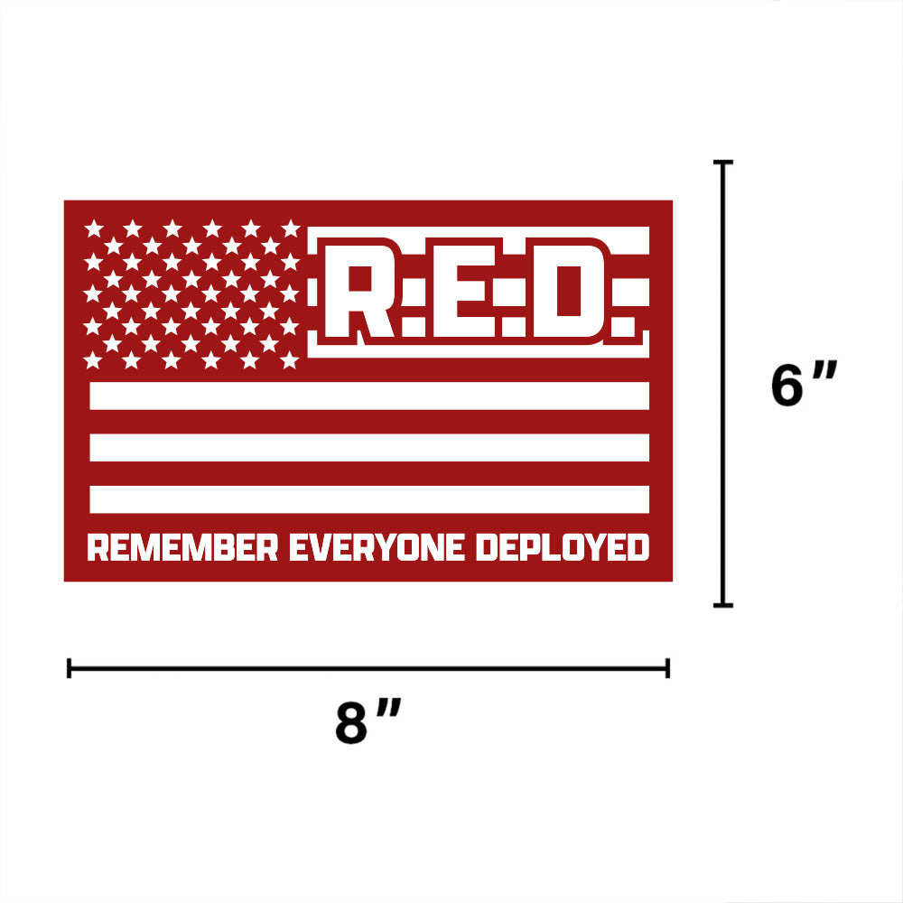 Remember Everyone Deployed Cut Out American Flag Car/ Truck Magnet- Red
