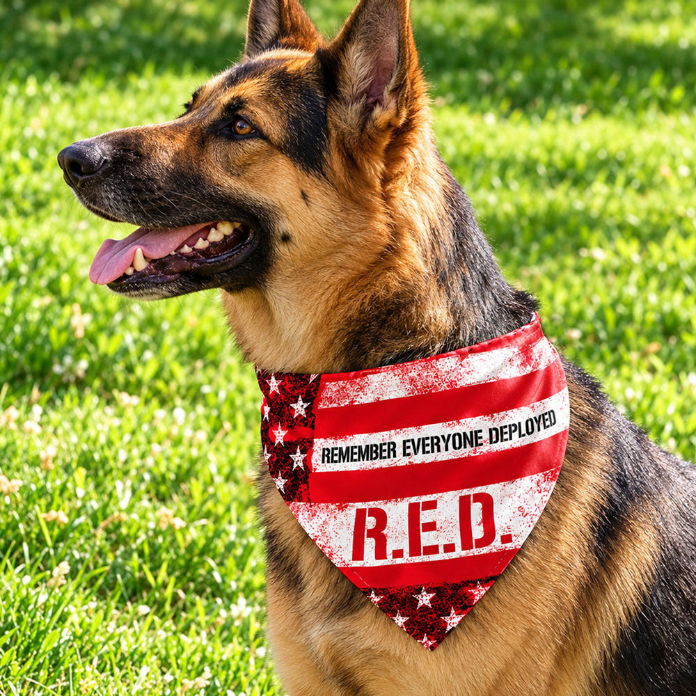 R.E.D. -  Remember Everyone Deployed Dog Bandana (S, M, L)