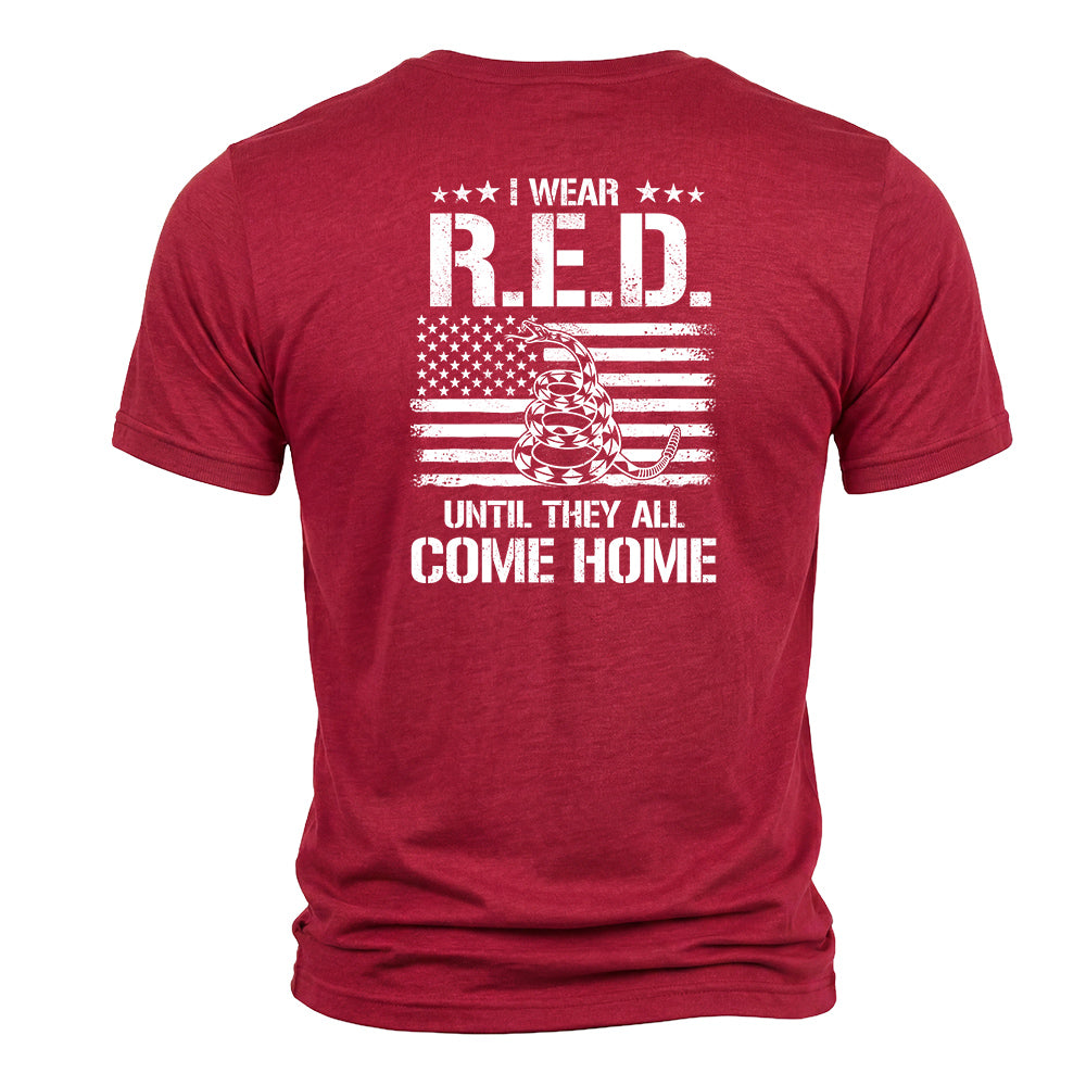 Hero Company Men's I Wear Red Until They All Come Home Red Tee - Helps Pair Veterans With A Service Dog or Shelter Dog
