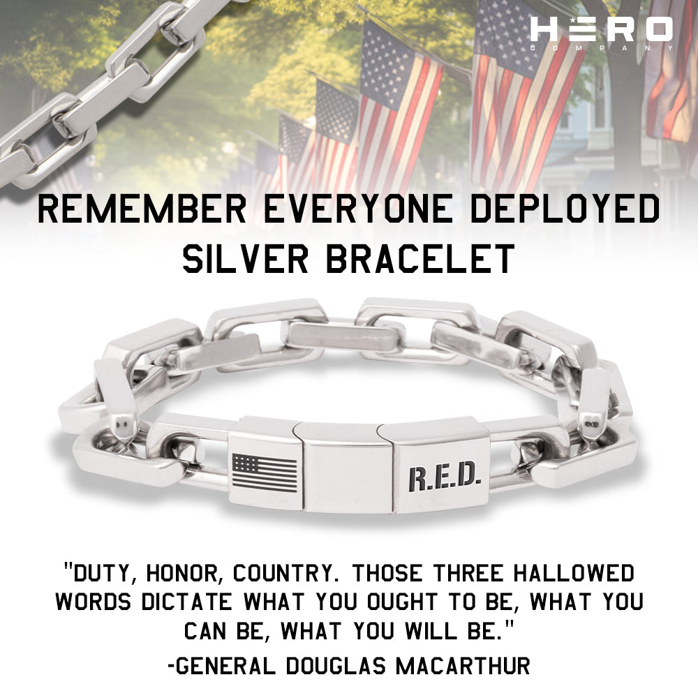 R.E.D. Remember Everyone Deployed Silver Bracelet