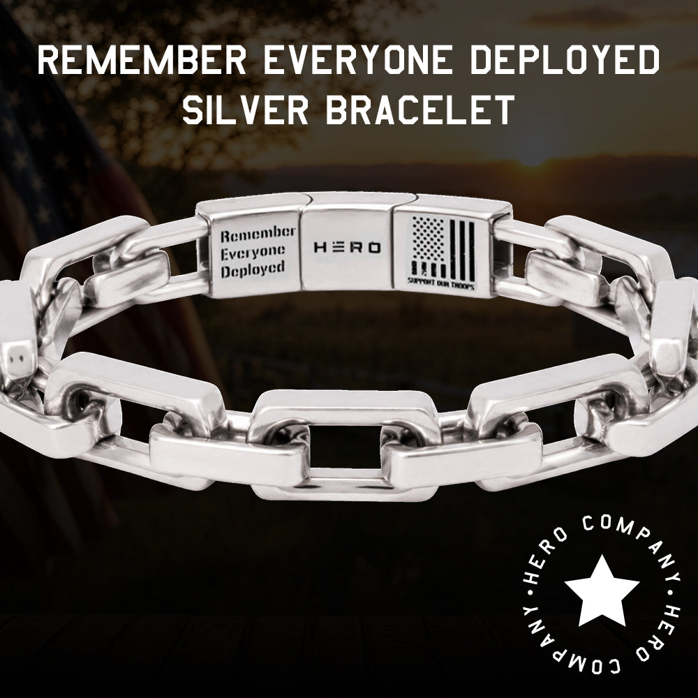 R.E.D. Remember Everyone Deployed Silver Bracelet