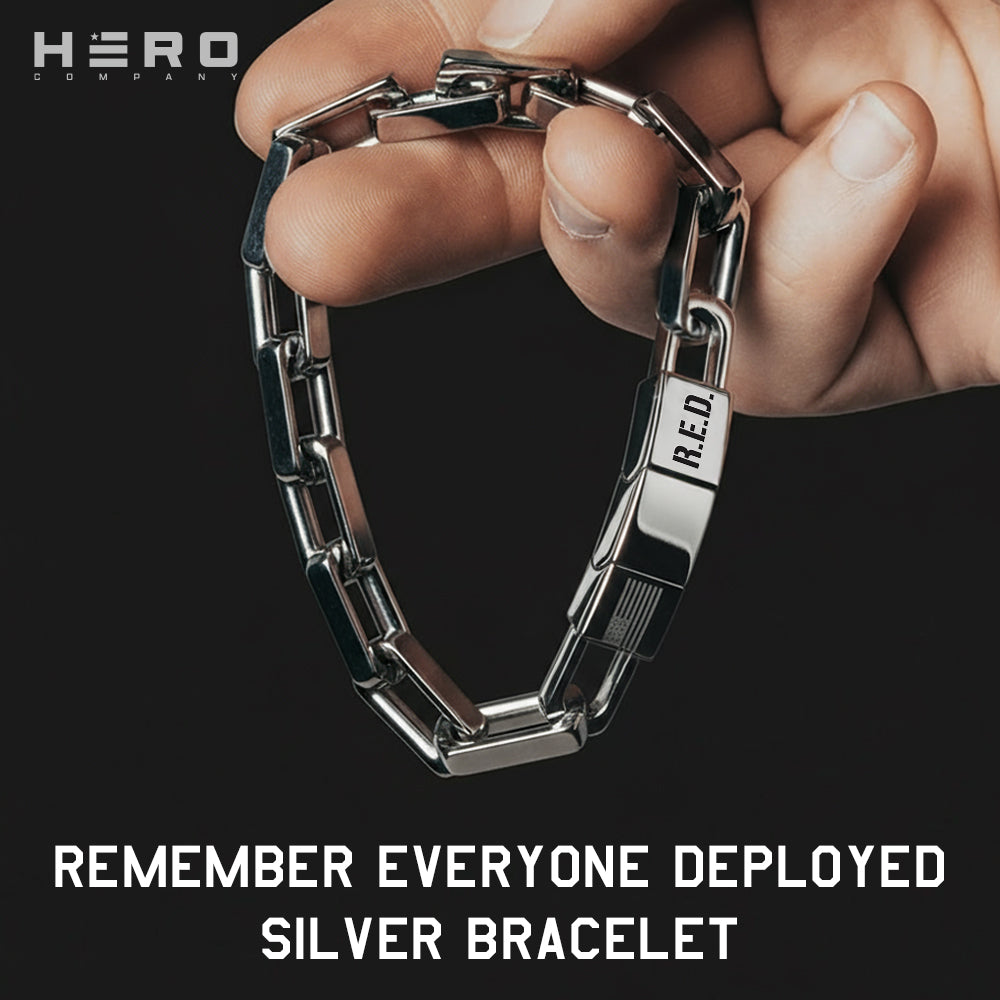 R.E.D. Remember Everyone Deployed Silver Bracelet