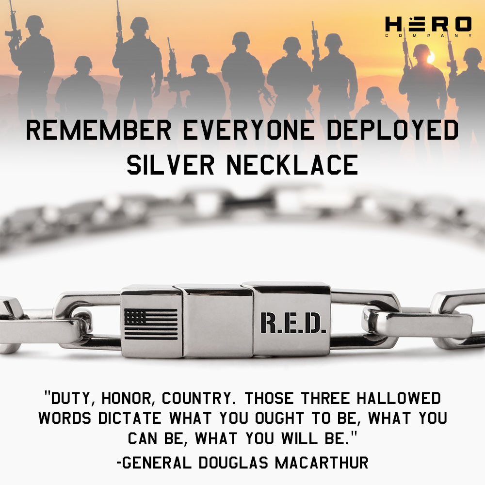 R.E.D. Remember Everyone Deployed Silver Necklace