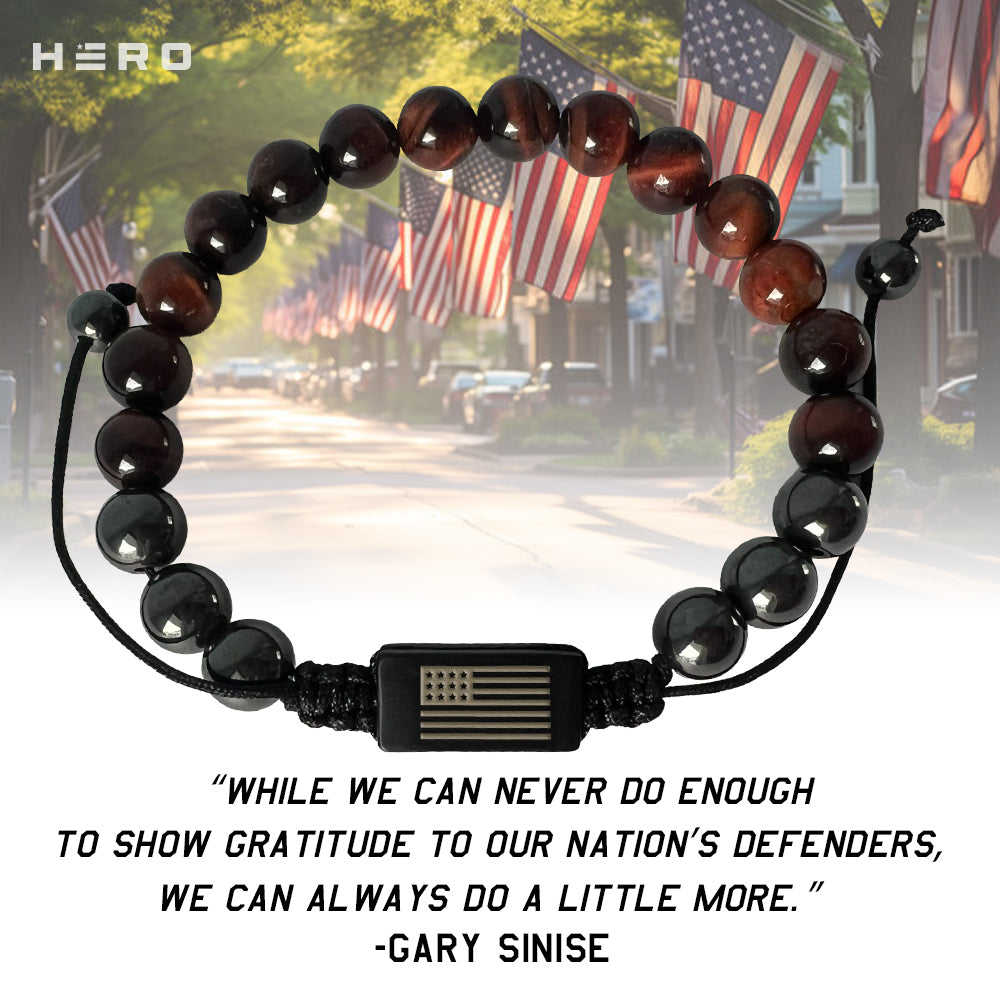 50% OFF - R.E.D. Tiger's Eye &amp; Titanium Magnetic Bead Bracelet With Purchase of Remember Everyone Deployed Until They Come Home Tee