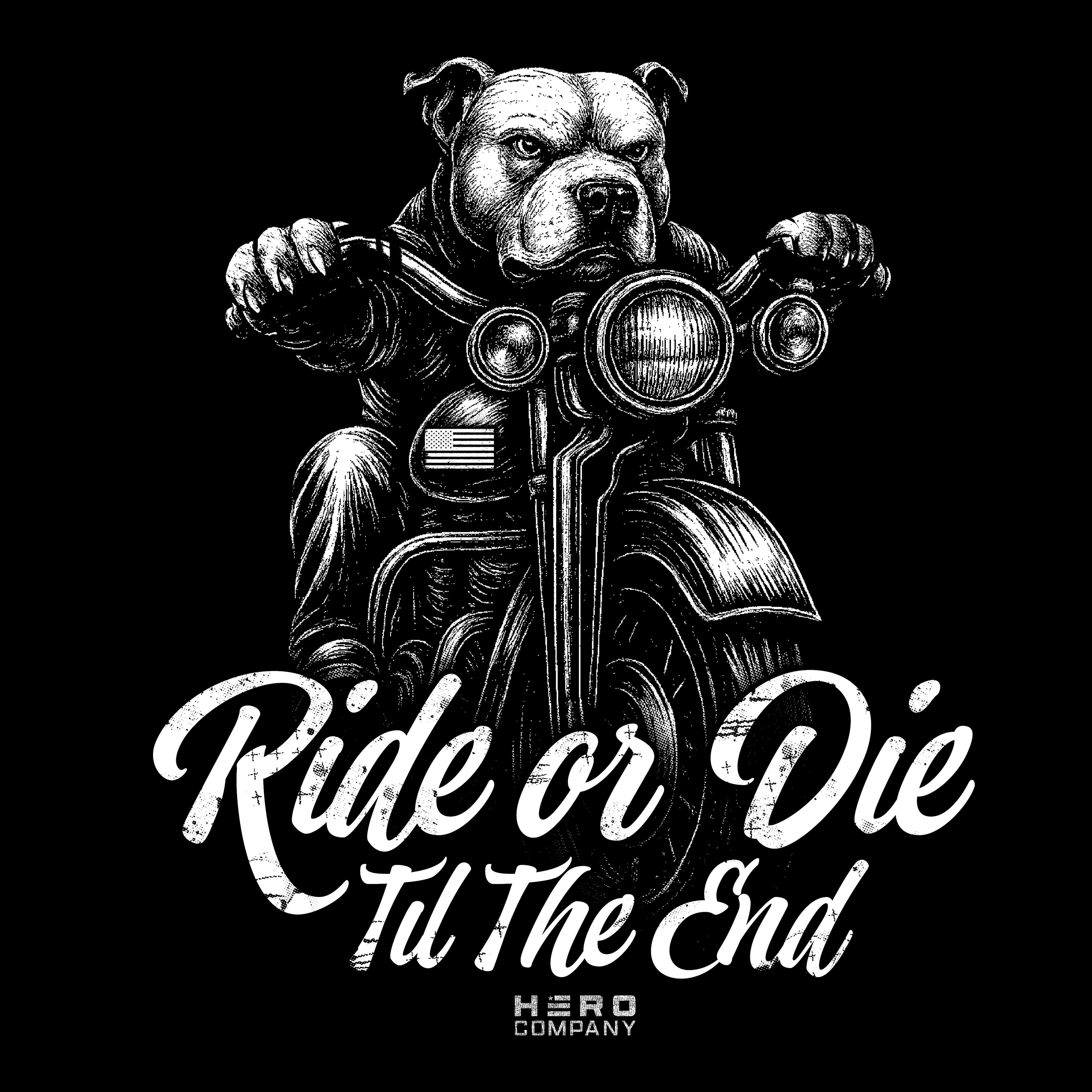 Hero Company Men's Ride Or Die Black Tee - Helps Pair Veterans With A Service Dog or Shelter Dog