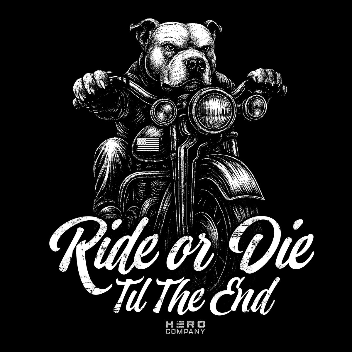 Hero Company Men&#39;s Ride Or Die Black Tee - Helps Pair Veterans With A Service Dog or Shelter Dog