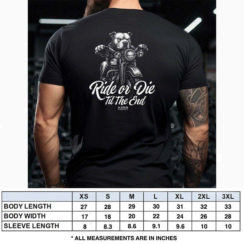 Hero Company Men's Ride Or Die Black Tee - Helps Pair Veterans With A Service Dog or Shelter Dog