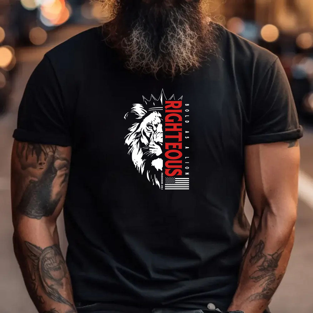 Hero Company Men&#39;s Bold As A Lion Black Tee - Helps Pair Veterans With A Service Dog or Shelter Dog