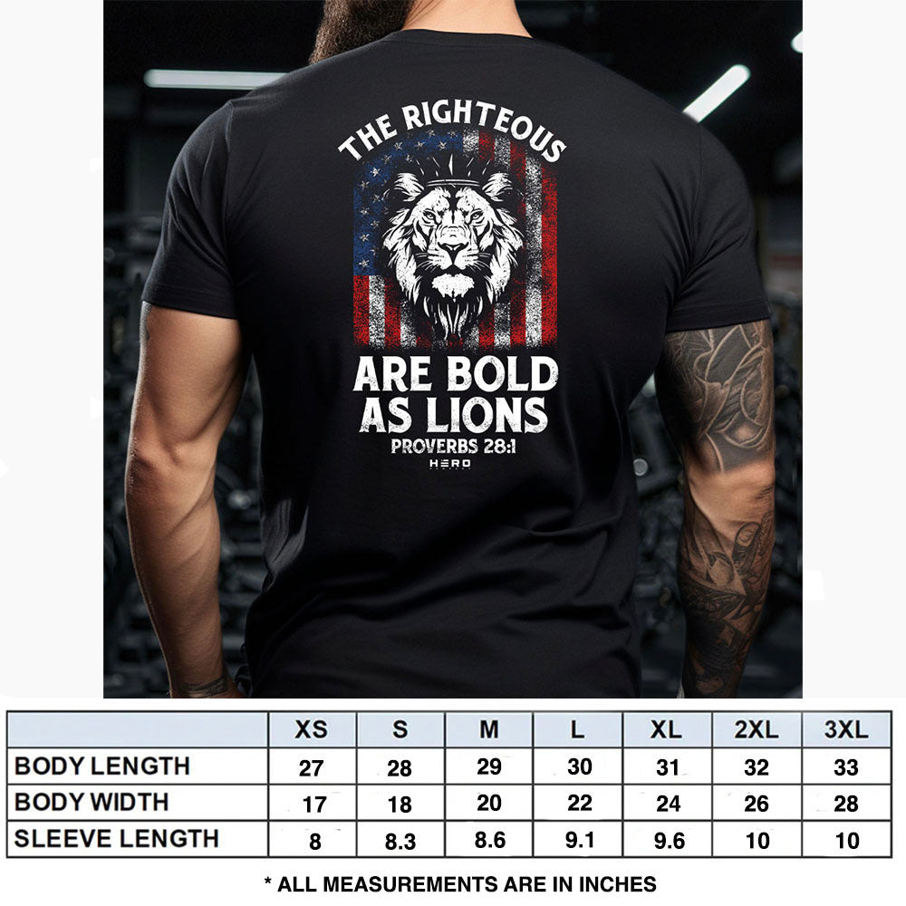 Hero Company Men&#39;s The Righteous Are Bold As Lions Black Tee - Helps Pair Veterans With A Service Dog or Shelter Dog