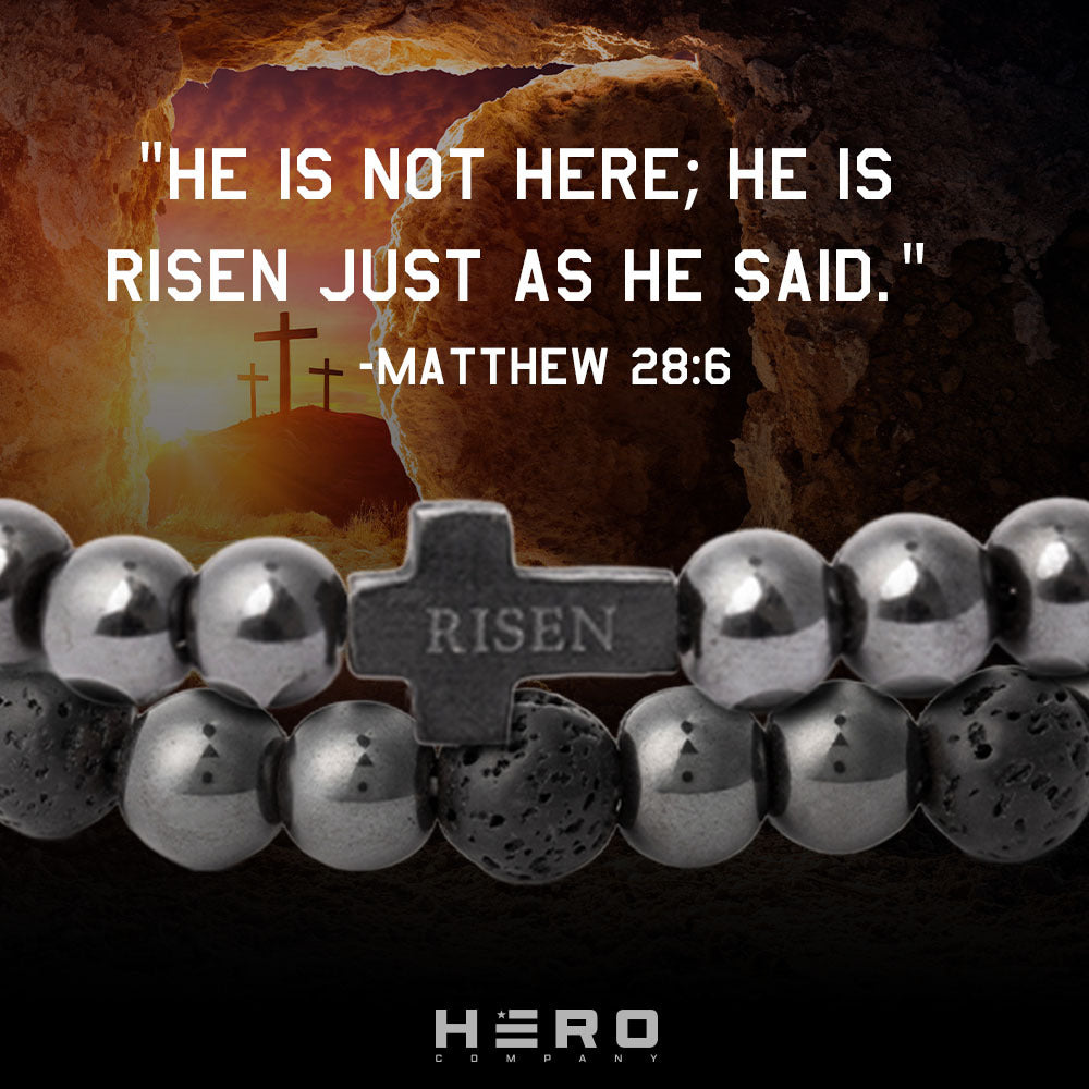 He Is Risen Cross Magnetic Titanium Bracelet Set : Helps Pair Veterans With A Service Dog Or Shelter Dog