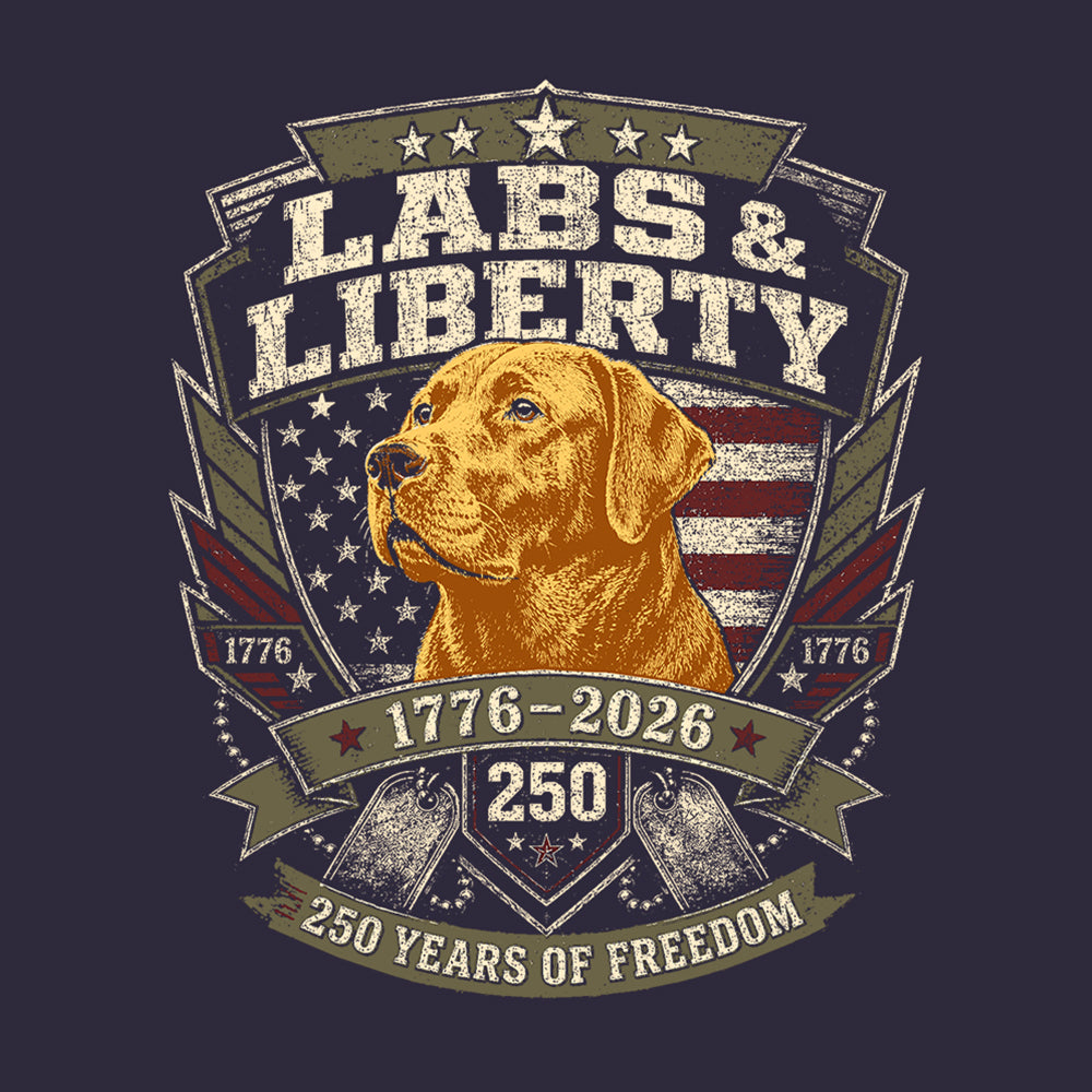 Labs &amp; Liberty Yellow Lab Navy Tee