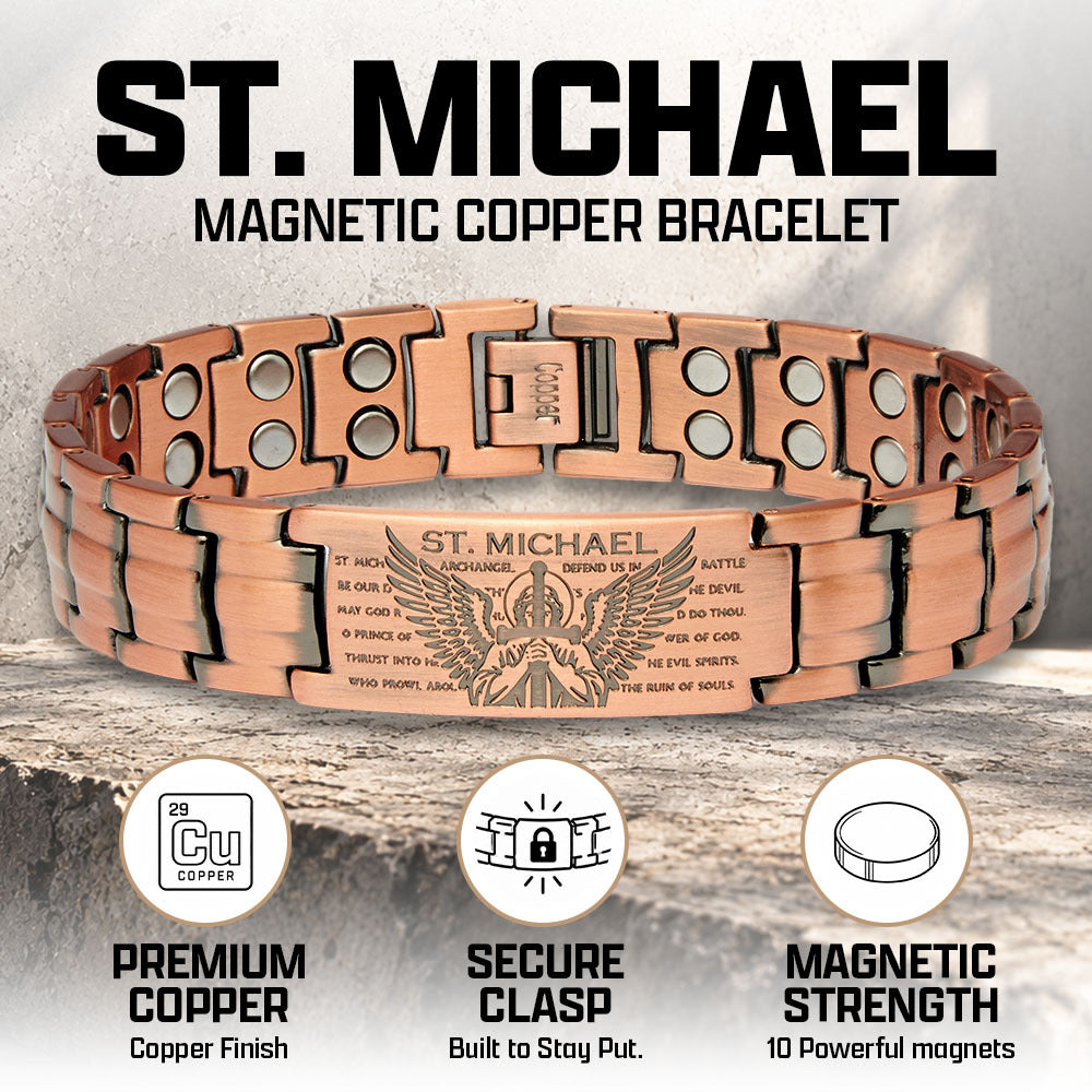 St. Michael Magnetic Copper Bracelet