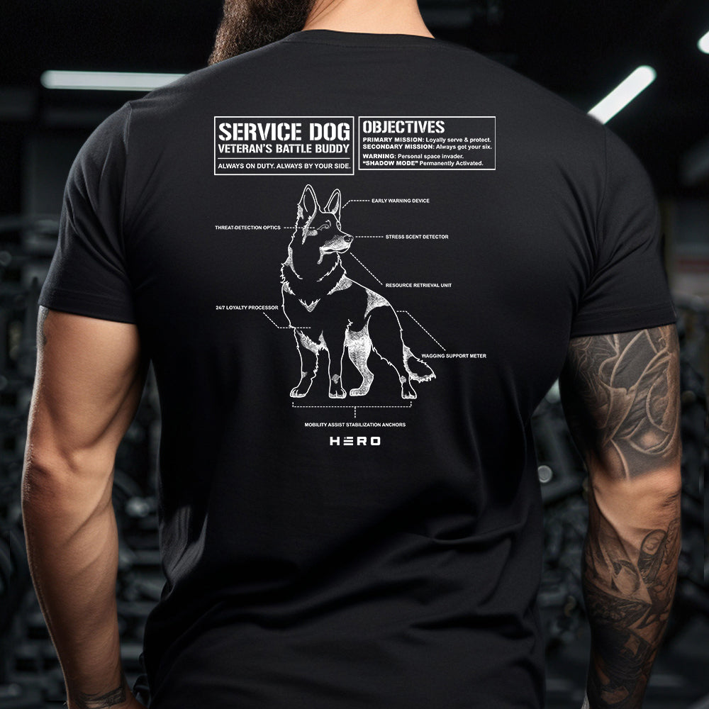 Hero Company Men's Veteran's Battle Buddy Service Dog Tee - Helps Pair Veterans With A Service Dog or Shelter Dog