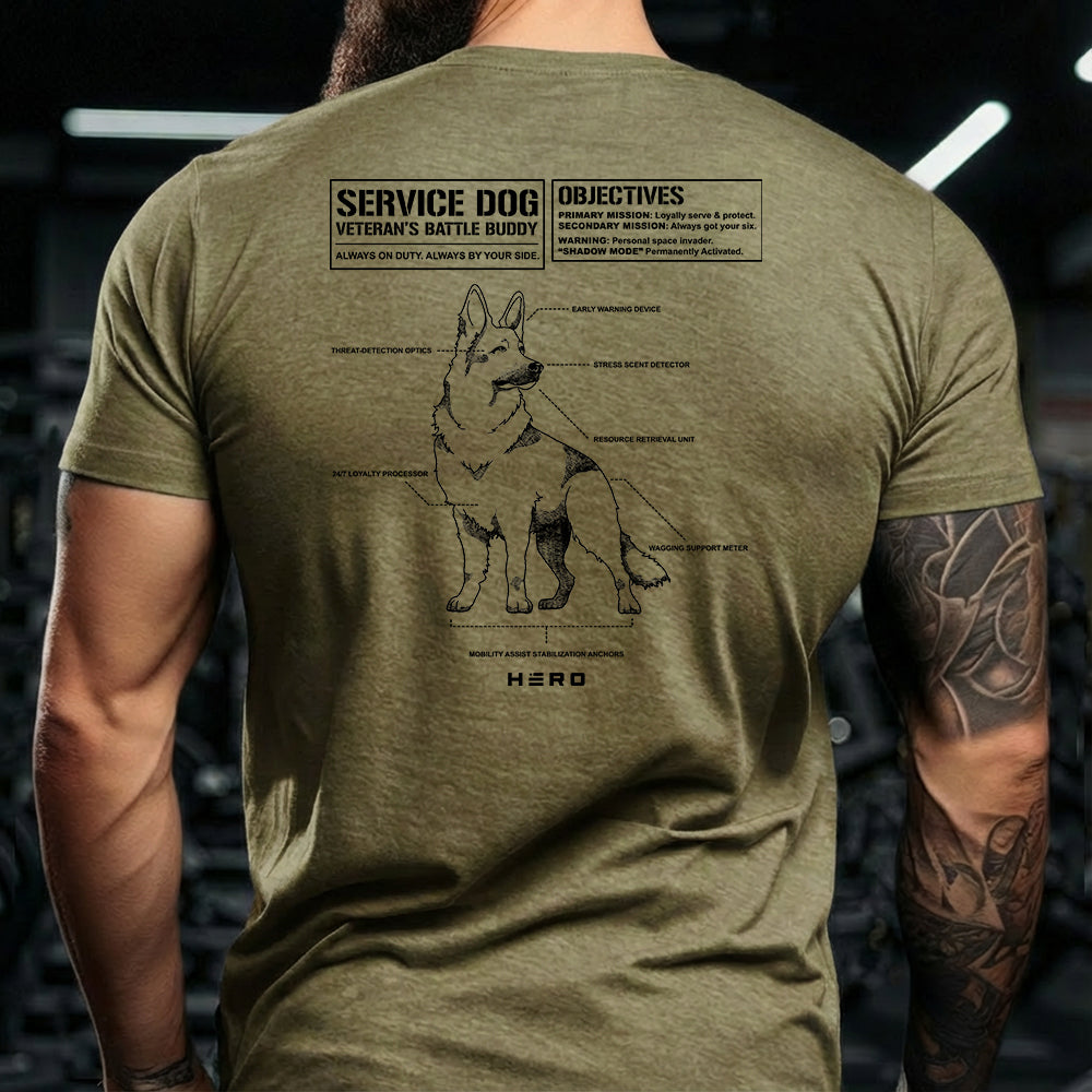Hero Company Men's Veteran's Battle Buddy Service Dog Tee - Helps Pair Veterans With A Service Dog or Shelter Dog