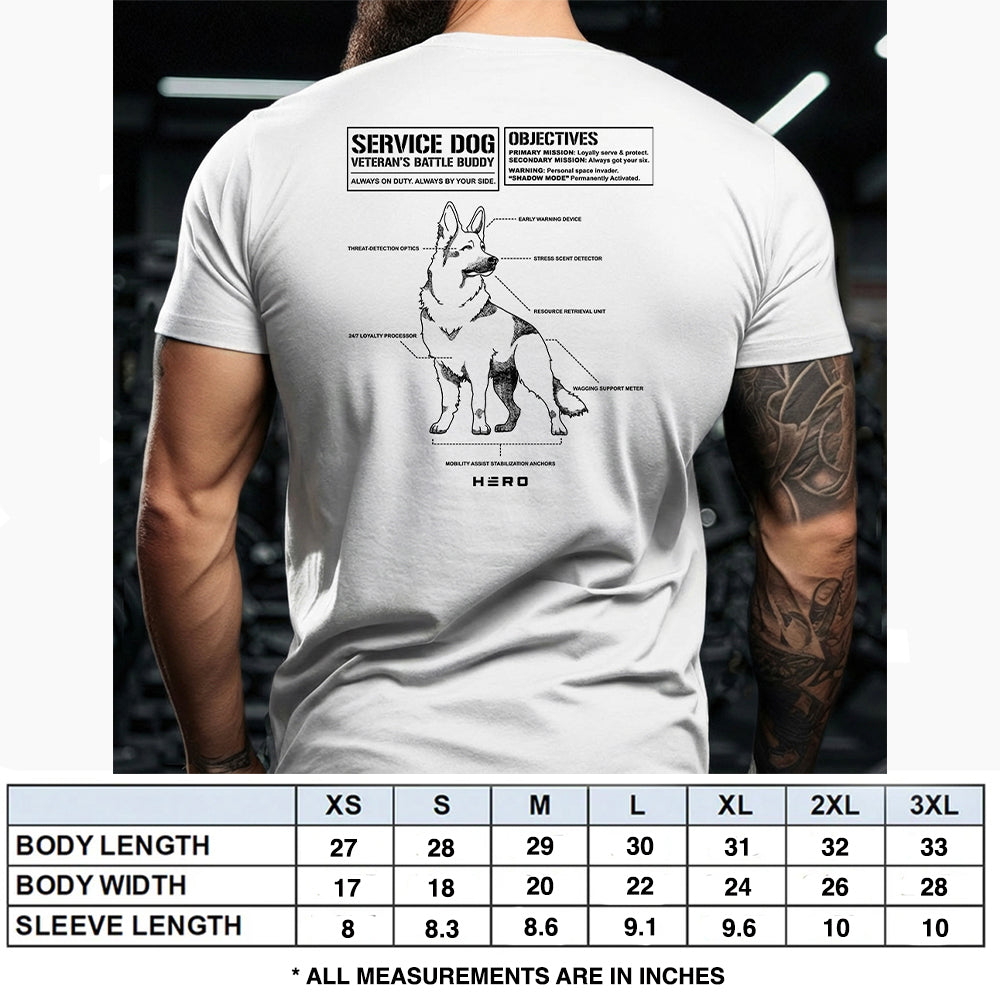 Hero Company Men's Service Dog Veteran's Battle Buddy Tee - Helps Pair Veterans With A Service Dog or Shelter Dog