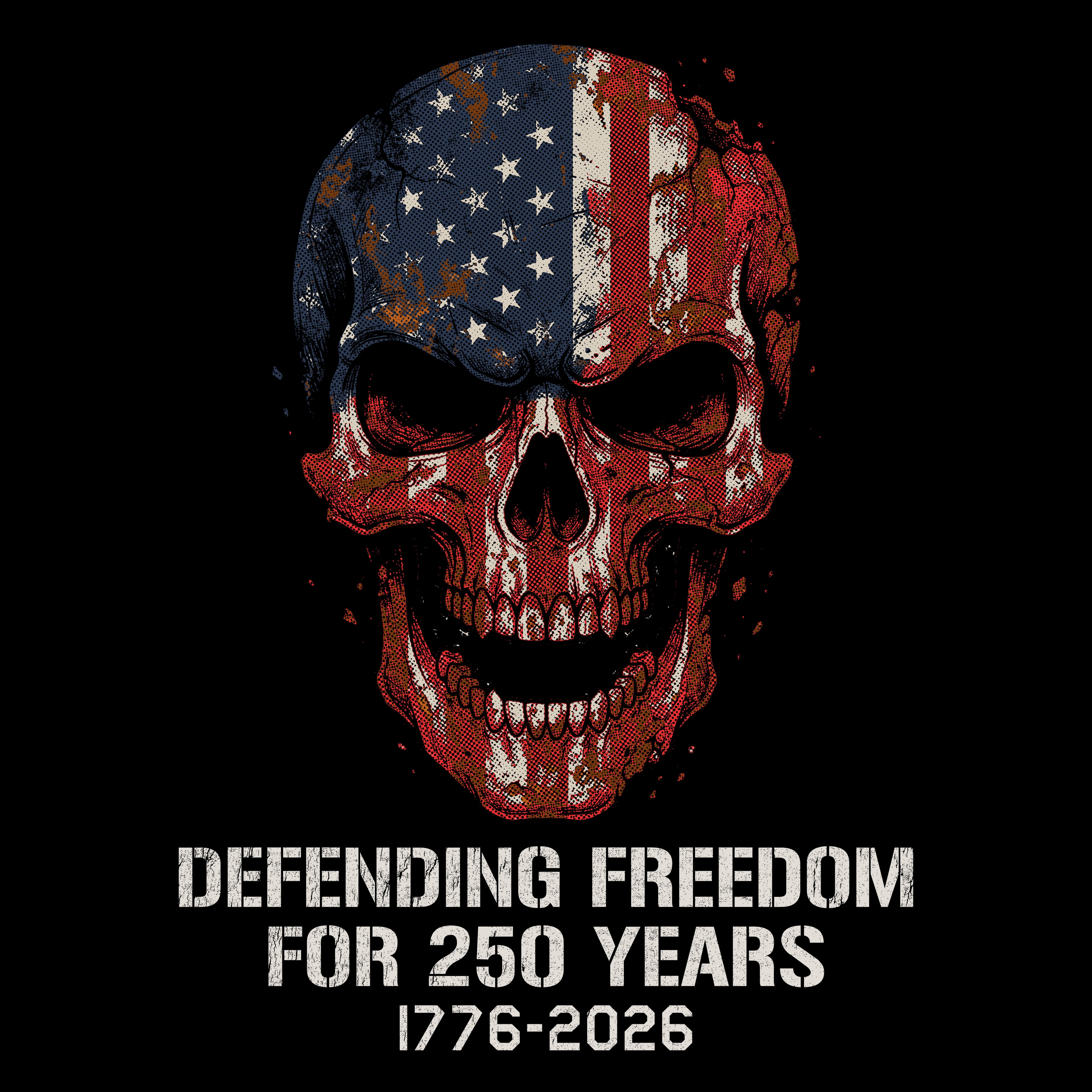 Hero Company Men's Defending Freedom For 250 Years Black Tee - Helps Pair Veterans With A Service Dog or Shelter Dog