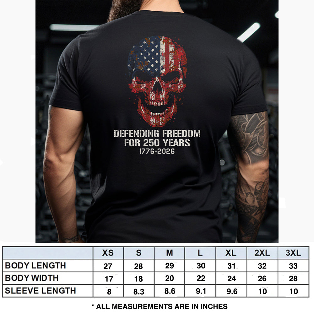 Hero Company Men's Defending Freedom For 250 Years Black Tee - Helps Pair Veterans With A Service Dog or Shelter Dog