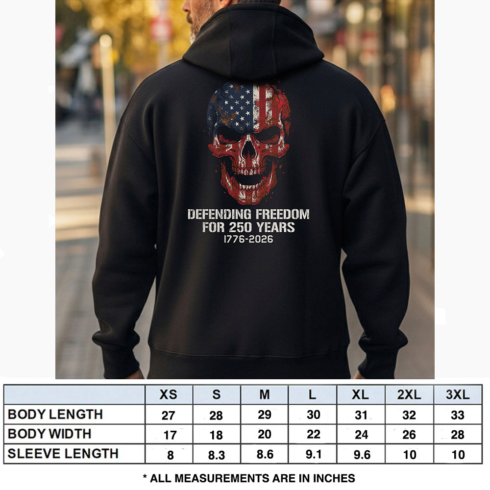 Hero Company Men's Defending Freedom For 250 Years Black Premium Hoodie - Helps Pair Veterans With A Service Dog or Shelter Dog