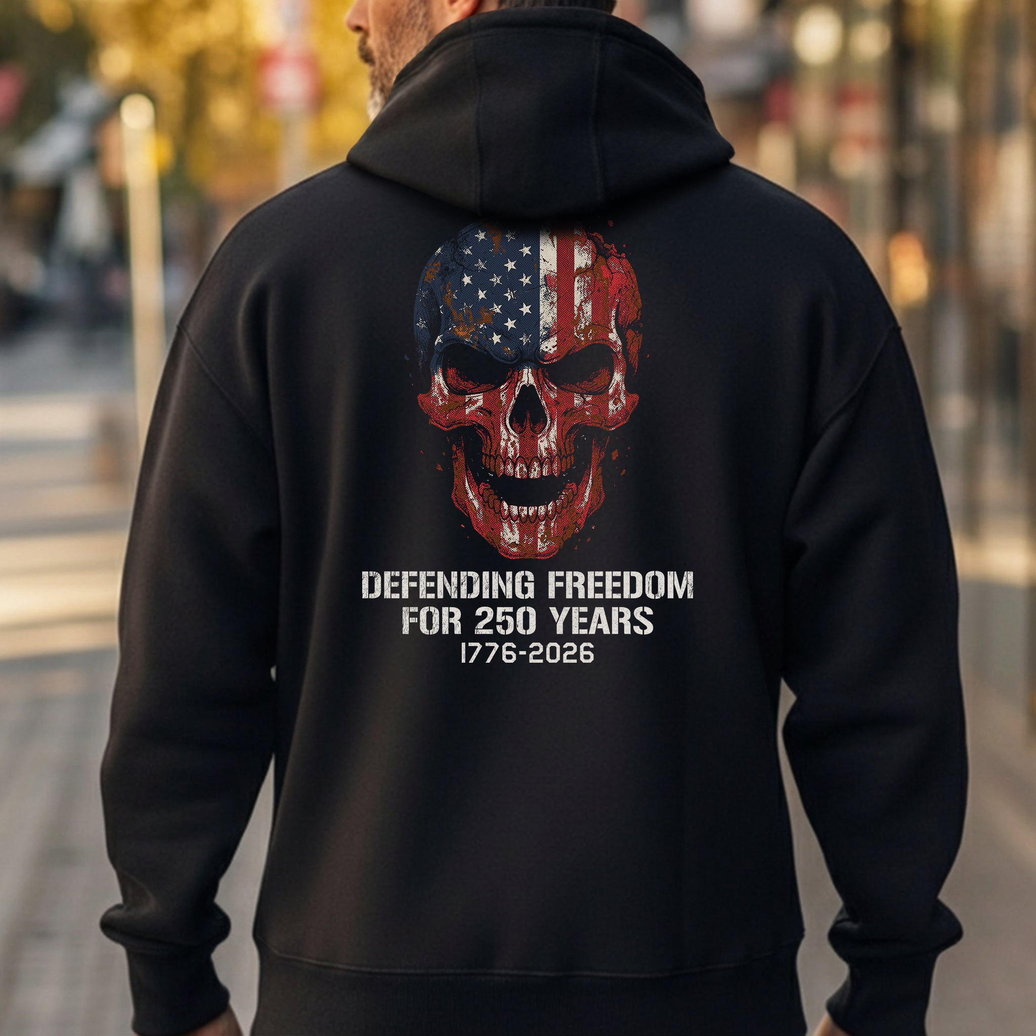 Hero Company Men's Defending Freedom For 250 Years Black Premium Hoodie - Helps Pair Veterans With A Service Dog or Shelter Dog