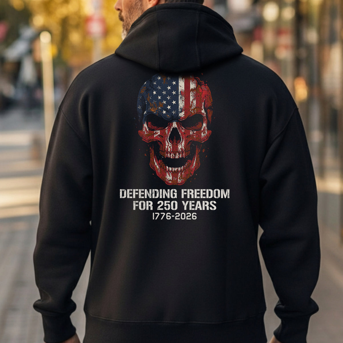 Hero Company Men's Defending Freedom For 250 Years Black Premium Hoodie - Helps Pair Veterans With A Service Dog or Shelter Dog