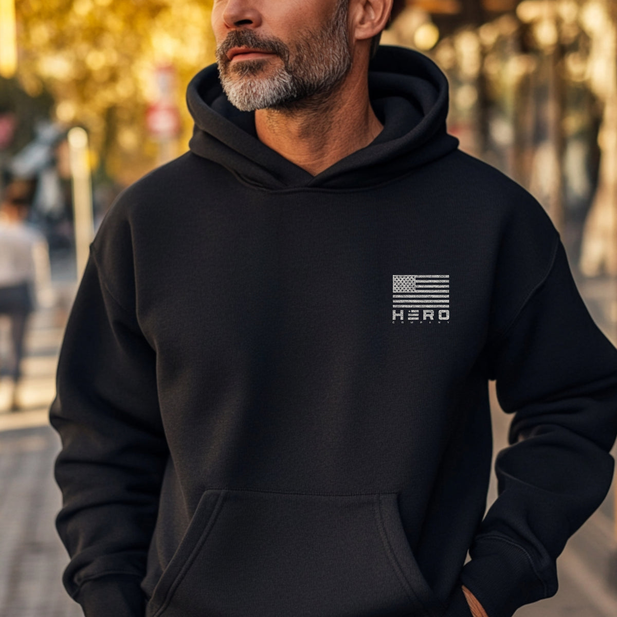 Hero Company Men's Defending Freedom For 250 Years Black Premium Hoodie - Helps Pair Veterans With A Service Dog or Shelter Dog