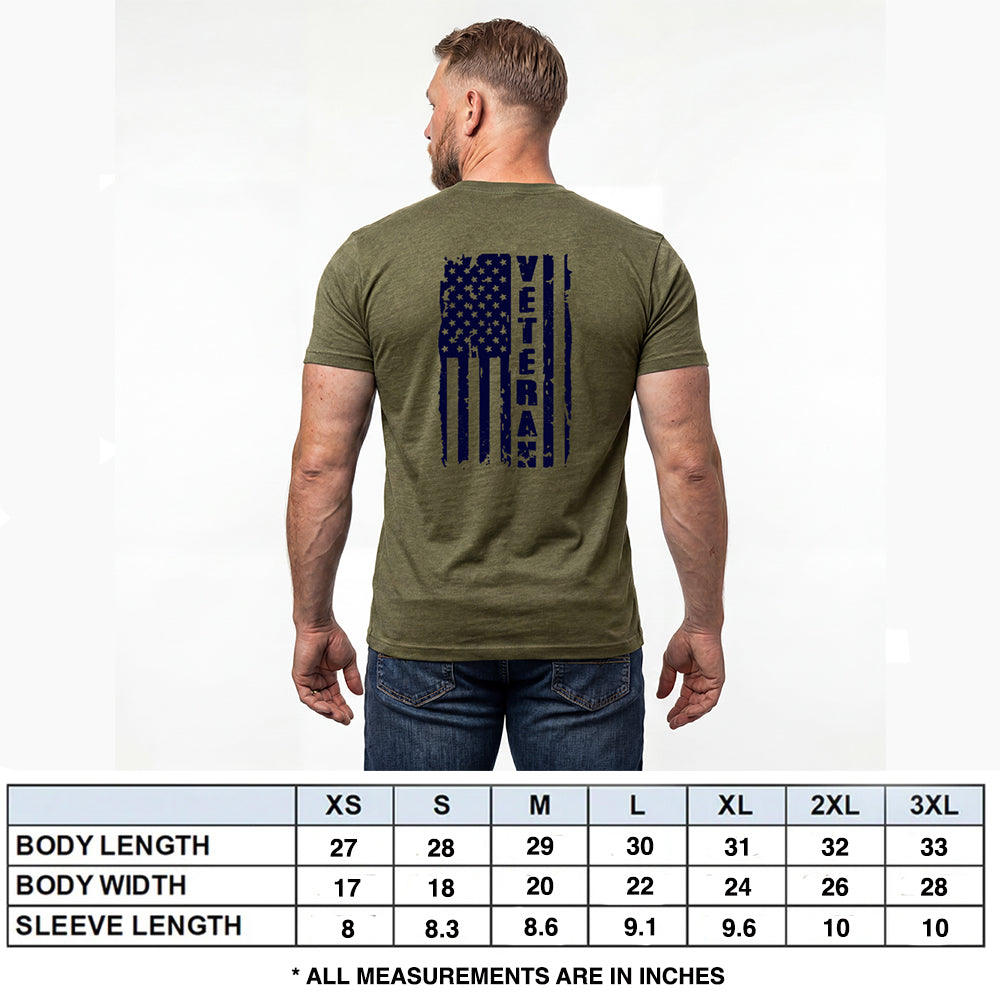 Hero Company Men's Veteran Pride Dark Print Military Green Tee - Helps Pair Veterans With A Service Dog or Shelter Dog