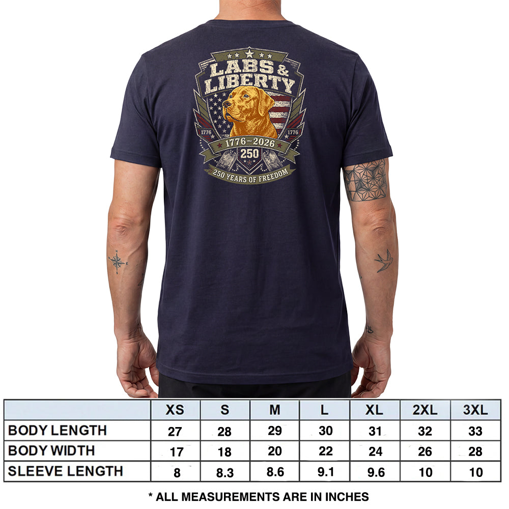 Labs &amp; Liberty Yellow Lab Navy Tee