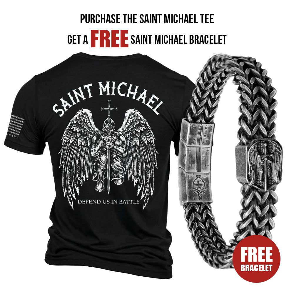 FREE St Michael's Bracelet with Purchase of Men's Saint Michaels Tee: Helps Pair Veterans With A Service Dog or Shelter Dog