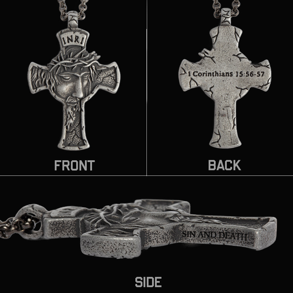 INRI Cross - Victory Over Sin &amp; Death Necklace: Helps Pair Veterans With A Service Dog Or Shelter Dog