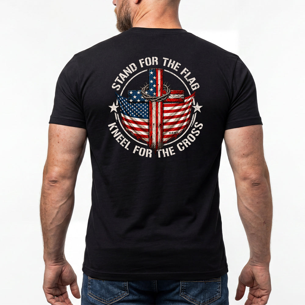 Stand For The Flag Kneel For The Cross Black Tee