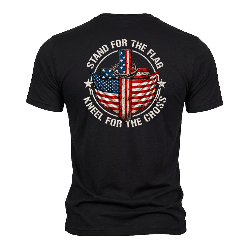 Stand For The Flag Kneel For The Cross Black Tee