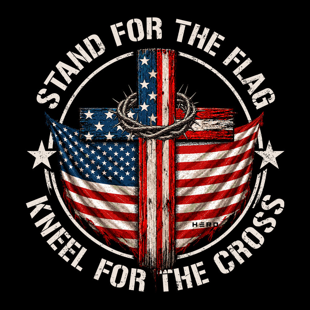 Stand For The Flag Kneel For The Cross Black Tee
