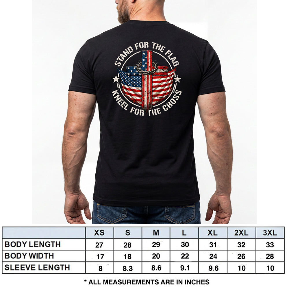 Stand For The Flag Kneel For The Cross Black Tee