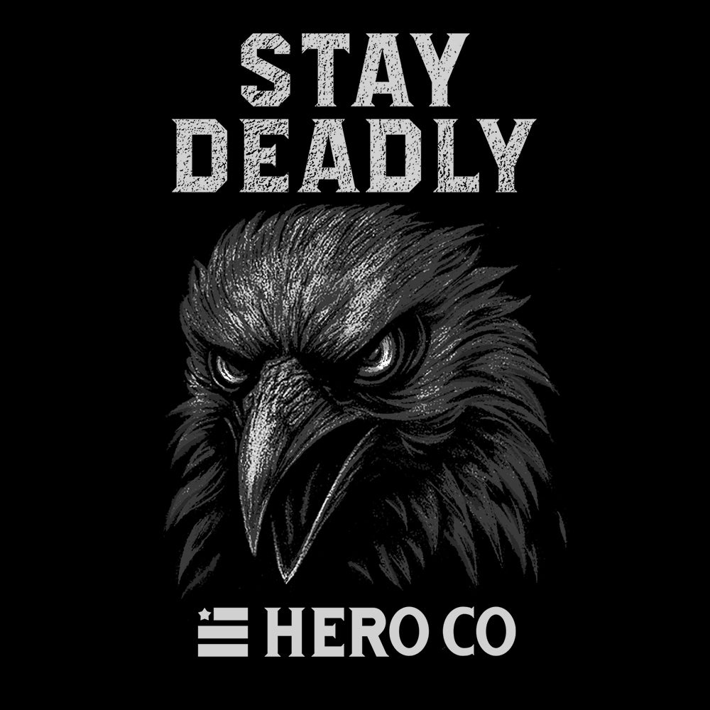 Hero Company Men's Stay Gray Stay Deadly Black Tee - Helps Pair Veterans With A Service Dog or Shelter Dog